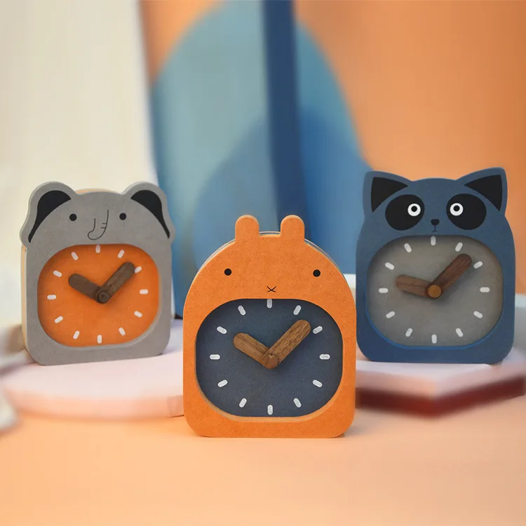 

HDF Fashion Harajuku Desktop Decoration Table Alarm Clock Cartoon Animal Clock Founder Home Bedroom Mute Bedside Table Clock
