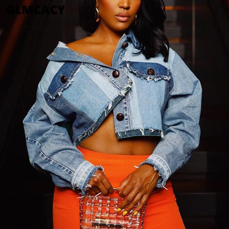 

Women Bomber Denim Coat Autumn Short Denim Jackets Women S-5XL Long Sleeve Vintage Casual Jean Jacket Coat