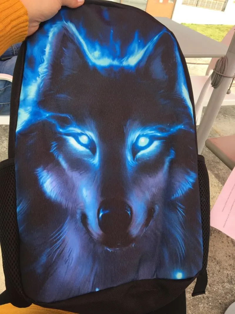 THIKIN Cool Moon Wolf Printed Men/Women Backpack Teenager Boys Girls Book Bag Pencil Case School Children Gifts Mochila Escolar