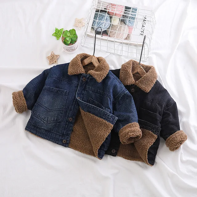 Toddler Boy Coat Autumn Winter Thicken Lambswool Denim Jackets for Boys Kids Clothing High Quality Casual Child Jackets