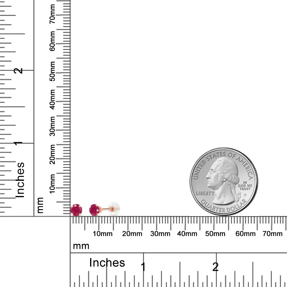 GemStoneKing 0,60 карат Круглый 4 мм драгоценный камень красный рубин драгоценный камень 10 к розовое золото серьги-гвоздики для женщин хорошее ювелирное изделие