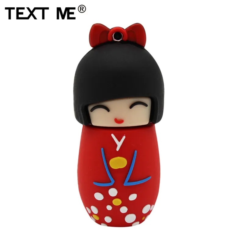 TEXT ME 64GB мультфильм красный розовый черный синий фиолетовый цвет мини японский dollusb флэш-накопитель usb2.0 4GB 8GB 16GB 32GB pendrive