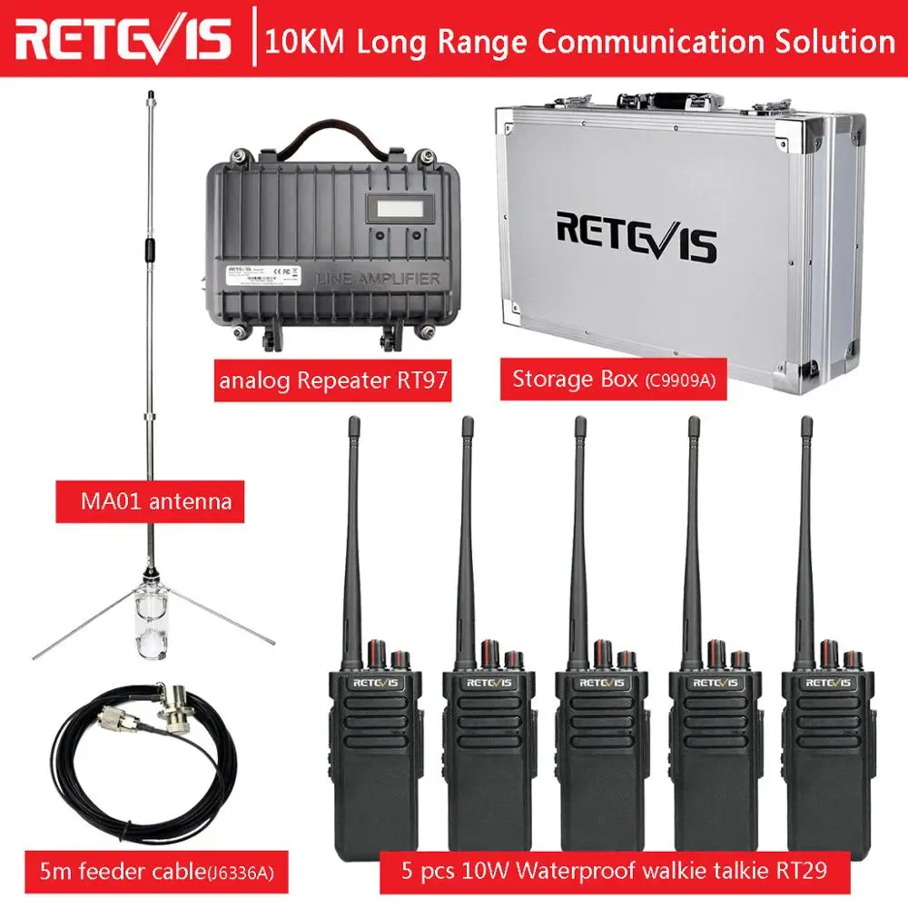 10 Km Communication Solution Retevis Rt97 10w Repeater +5pcs Waterproof