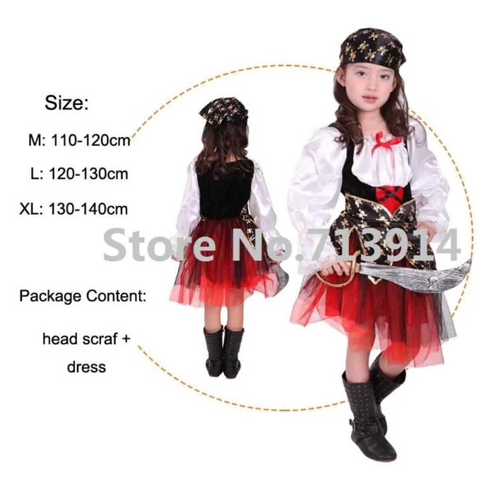 Pirates in the caribbean captain jack sparrow Kids Pirate Clothing Girls Boy Girl Cosplay Halloween Costume kids cosplay costume