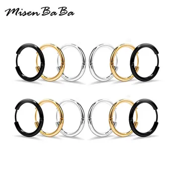 

20PCs/lot Titanium Steel Ear Hoop Earrings Buckle Piercing Round Earrings Punk Hip Hop Circle Earrings For Woman Men