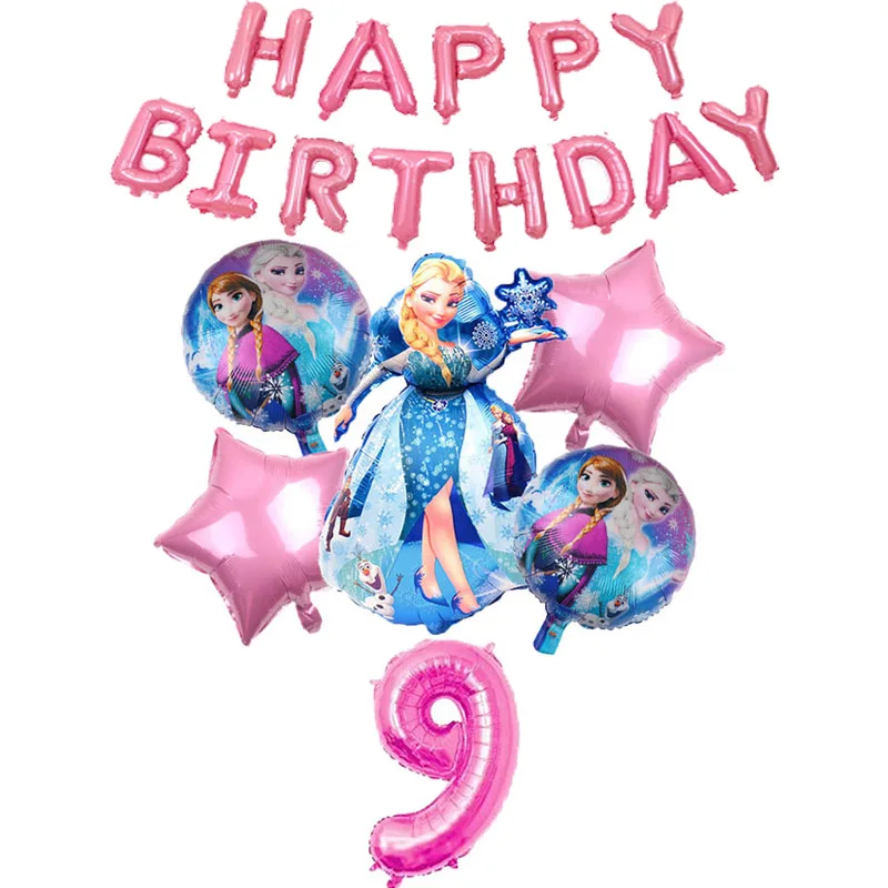 19 шт./лот, с днем рождения, Эльза, Анна, принцесса, гелиевые шары, набор для украшения дня рождения, Детские вечерние принадлежности