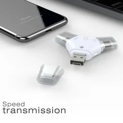 Adaptateur de téléphone portable, adaptateur de téléphone portable, connecteur USB, Apple Android, 4 en 1, lecteur de cartes de téléphone portable multifonction, Type Lightning 