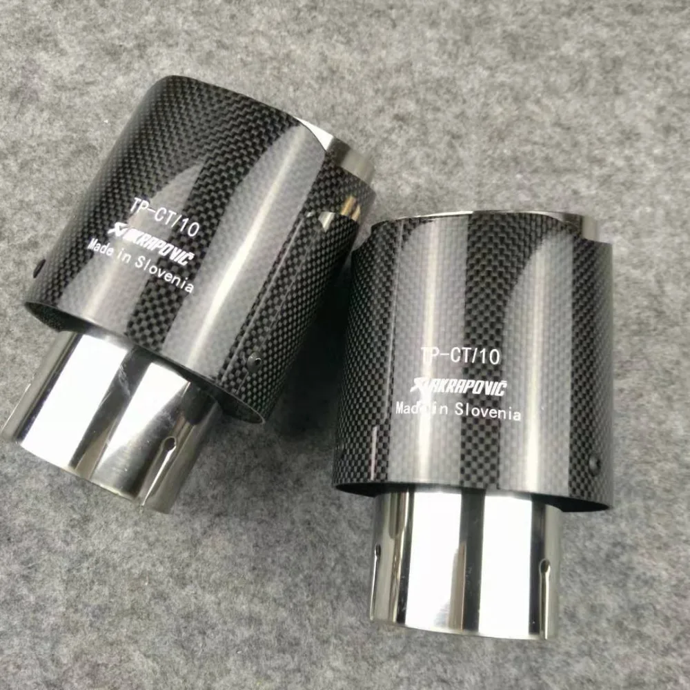 Акция: 2 шт. Универсальный AKRAPOVIC наконечник выхлопной трубы из глянцевого углеродного волокна выхлопная труба Хвостовая AK глушитель наконечники