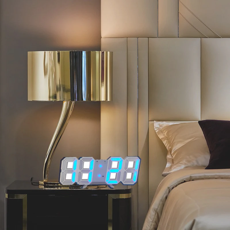 LED Alarm Clock USB Charge 3D Electronic Automatic Induction Digital Clocks Wall Horloge Home Decoration Office Table Desk Clock
