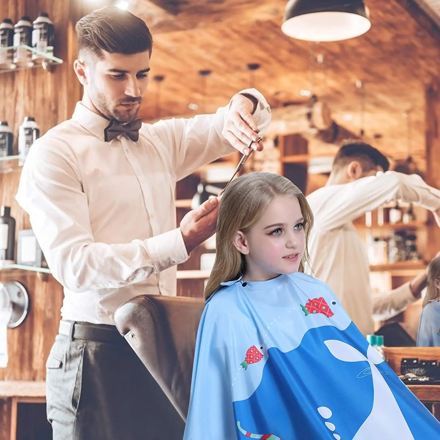 Haircut Salon Hairdressing Cape for Kids Child Styling Polyester Smock Cover Waterproof Shampoo & Cutting Household Gown Apron