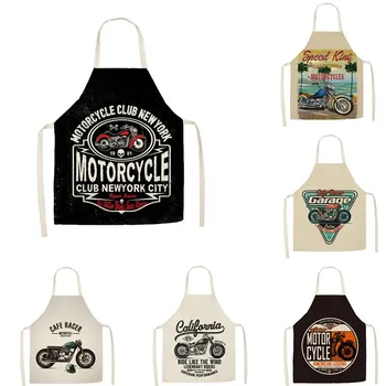

Kitchen Women Apron Retro Motorcycle Printed Linen Adult Childs leeveless Aprons 55x68cm Waterproof Home Cleaning Tools