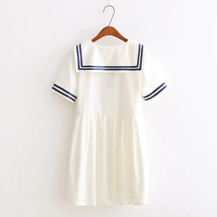 New Japanese Preppy Style Lolita Dress Cosplay Costume Navy Style Sailor Bow Dress Women White Lolita