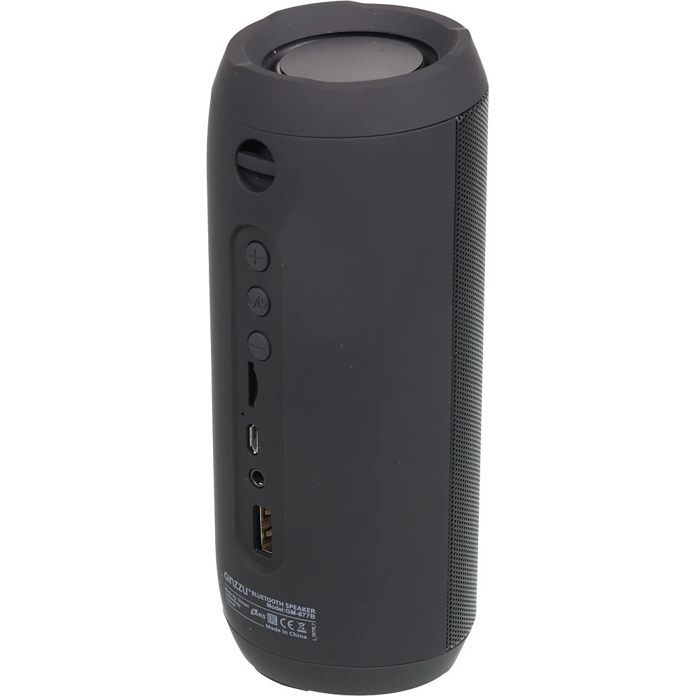 Колонка порт. Ginzzu GM-877B черный 10W 2.0 BT/3.5Jack/USB 10м 1200mAh