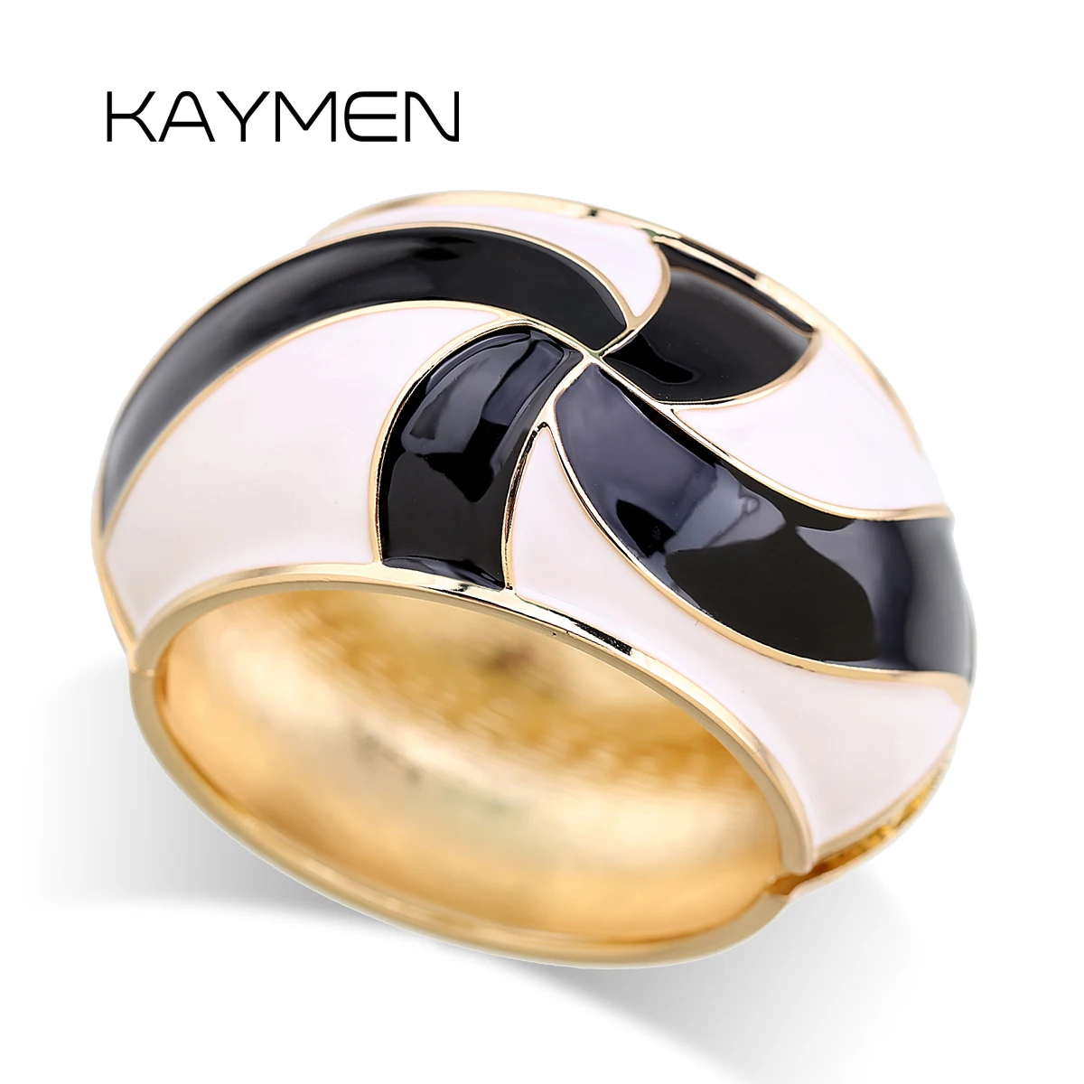 KAYMEN New Arrivals Big Statement Cuff Bracelet Fashion Enamel Bangle Gold Plated Cuff Bangle for Women Girls 2