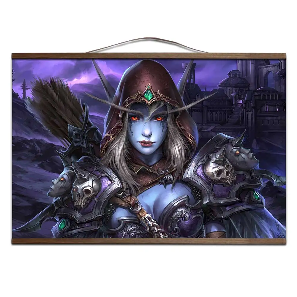 World of Warcrafts Битва за Azeroth плакат Sylvanas Anduin Jaina плакат с твердой древесины подвесной прокрутки украшения живопись - Цвет: 11