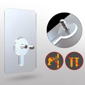 

2pcs/bag Self Adhesive Wall Nails Non-trace Stick Wall Hook Transparent Strong Adhesive Screw Wall Nail Durable Practical