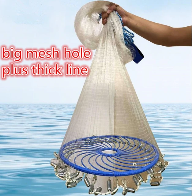 Plus Thick Line USA Cast Net Easy Throw Fishing Net With Disc Outdoor Catch  Fish Dragging Network Big Mesh Fly Nets