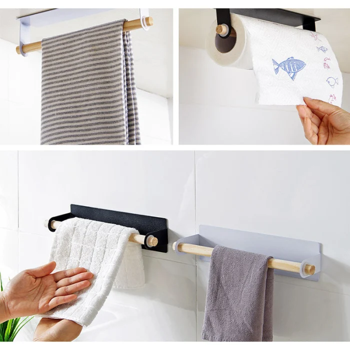 Adhesive Paper Towel Holder Rack Under Cabinet for Bathroom Kitchen BDF99
