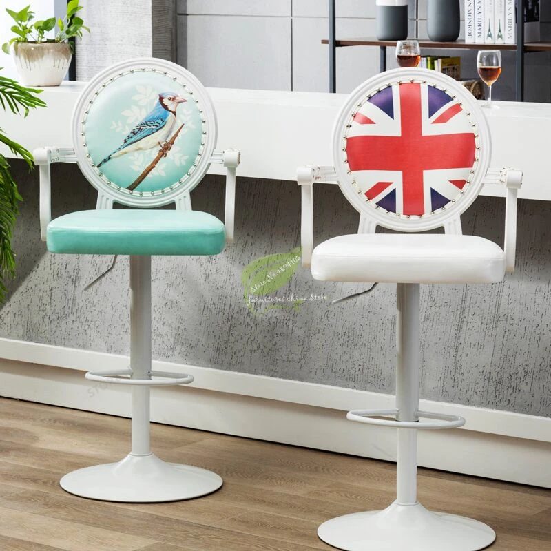 Modern Bar Stool Tabouret De Chair with Handle Make Up Beauty Salon Furniture Commecial |