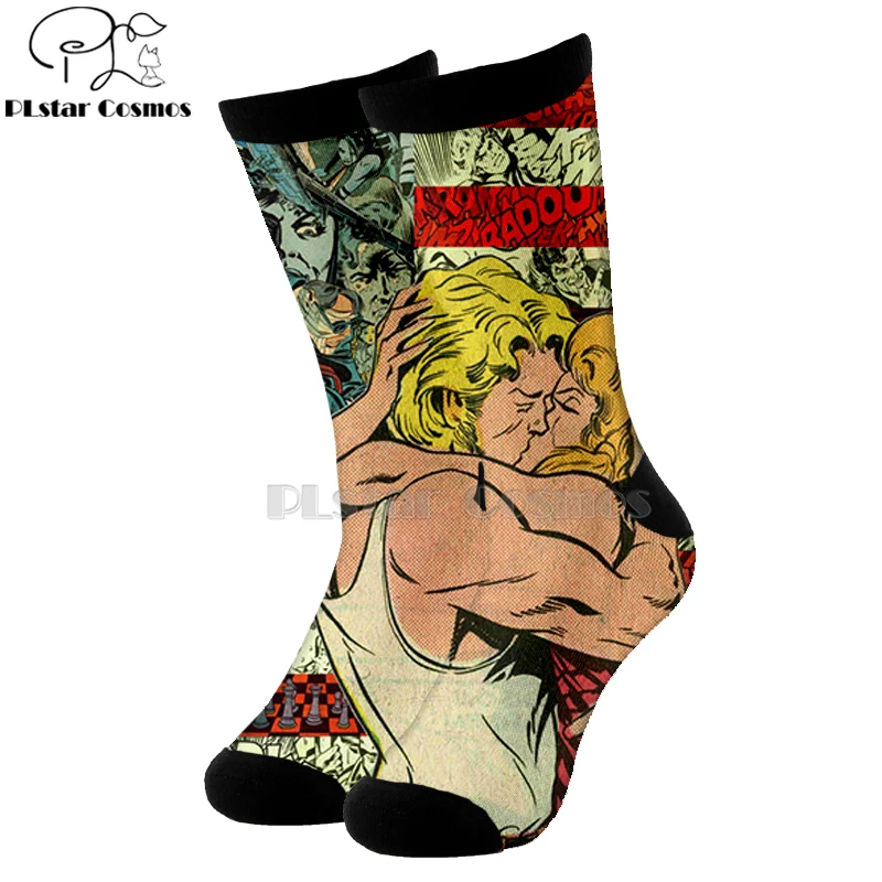 Plstar Cosmos комиксы Marvel Капитан Америка Симпсоны хлопковые носки мультфильм 3d печати носки высокие носки для мужчин и женщин высокого качества