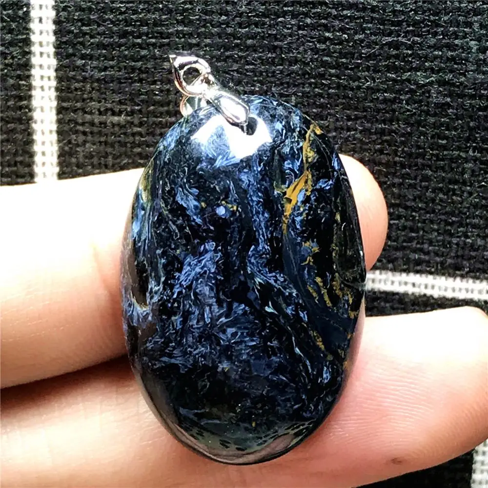 

Natural Blue Pietersite Pendant For Woman Man Namibia Egg Shape Gemstone 30x20x8mm Beads Silver Necklace Pendant Jewelry AAAAA