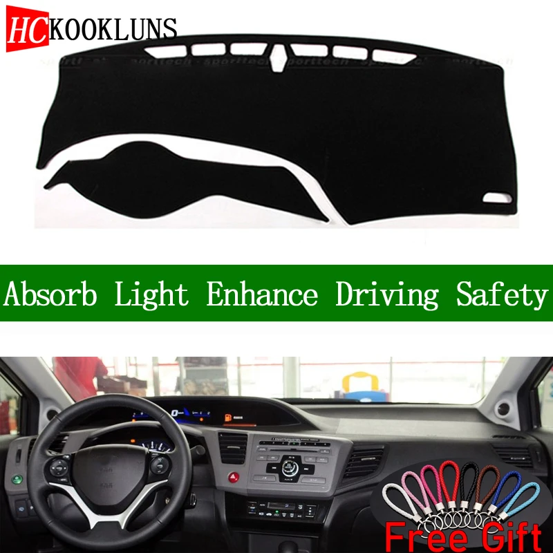 

For Honda civic 2012 2013 2014 2015 Dashboard Cover Sun Shade Dash Mat Pad Carpet Car Stickers Interior Accessories