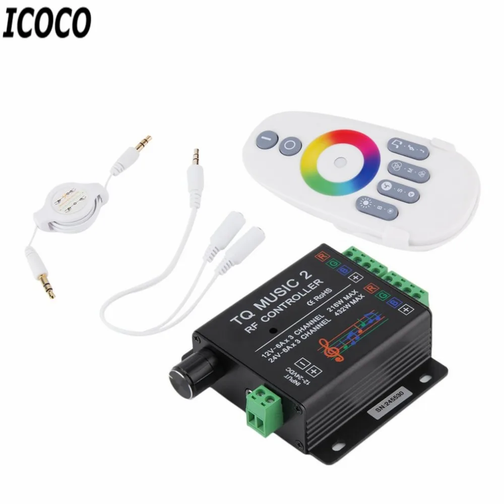 

ICOCO Sound Audio LED RGB RF Music Controller Touch Remote 2 Channel 12/24V 18A New Arrival