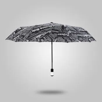 

Creative Newspaper Umbrella Automatic 3 Folding Umbrella British Windproof Adults Rain Sun Parasol Waterproof Umbrella