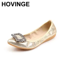 HOVINGE/Женская обувь на плоской подошве в Корейском стиле; модная обувь для беременных с острым носком и металлической пряжкой