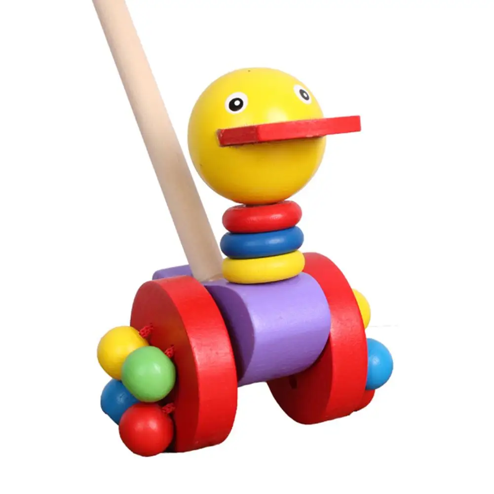 Flatbilled duck Putter игрушка для детей с изображением утки, лягушки, Цыпленок, мультяшное животное на коляску, деревянный материал, тележка, обучающая игрушка для прогулок, различные формы, детская игрушка, автомобиль - Цвет: Flatbilled duck