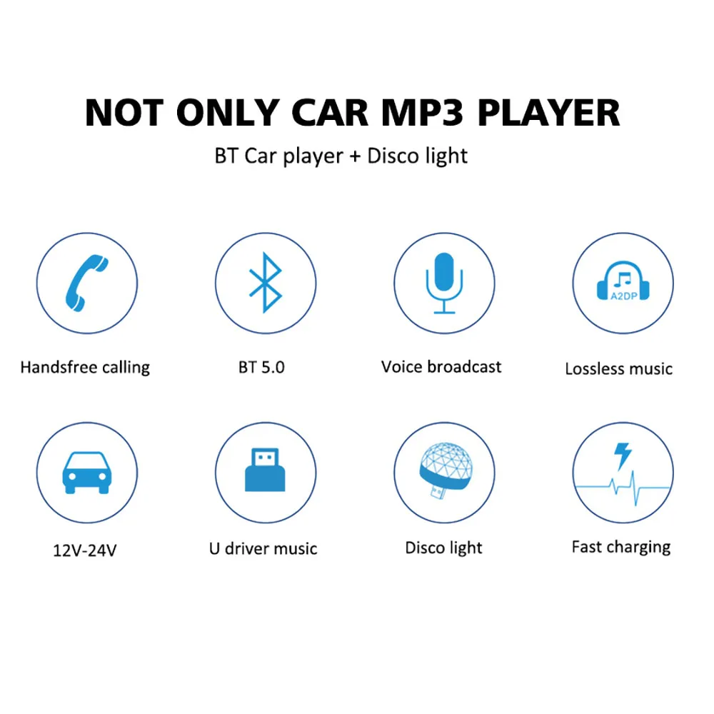 Onever Автомобильный MP3-плеер Bluetooth 5,0 автомобильный светильник для дискотеки звездное небо двойное зарядное устройство USB Bluetooth автомобильный комплект с музыкальным плеером сценический светильник