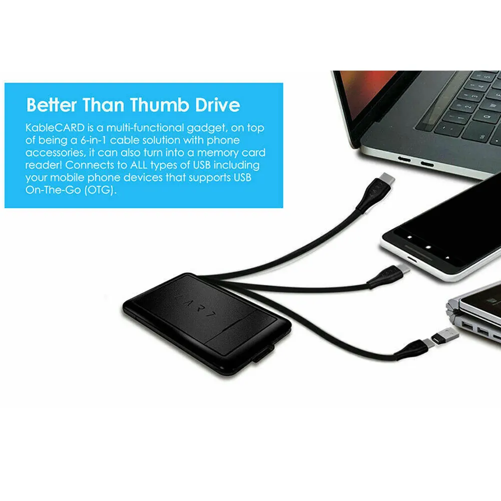 

LED Light Urban Survival Card Portable Foldable Cable Storage Memory Reader Slot Plug And Play Wireless Charger Multifunctional