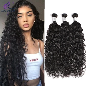 

Water Wave Bundles Human Hair Bundles 10-28 Inch Brazilian Wet and Wavy Bundles Curly 1 3 4pcs Non-remy Bundles Deal Modern Show