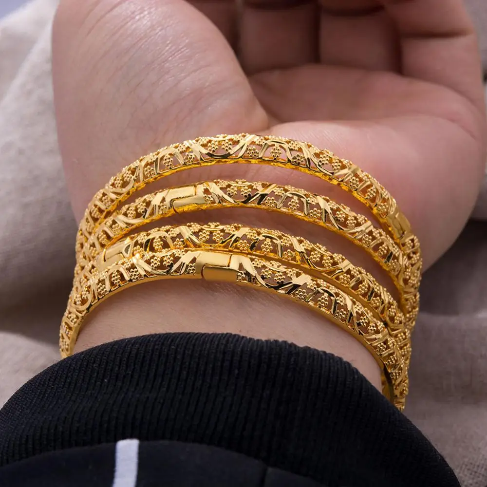 Bangle Bracelet 24K Luxury Gold Color Bangles For Women