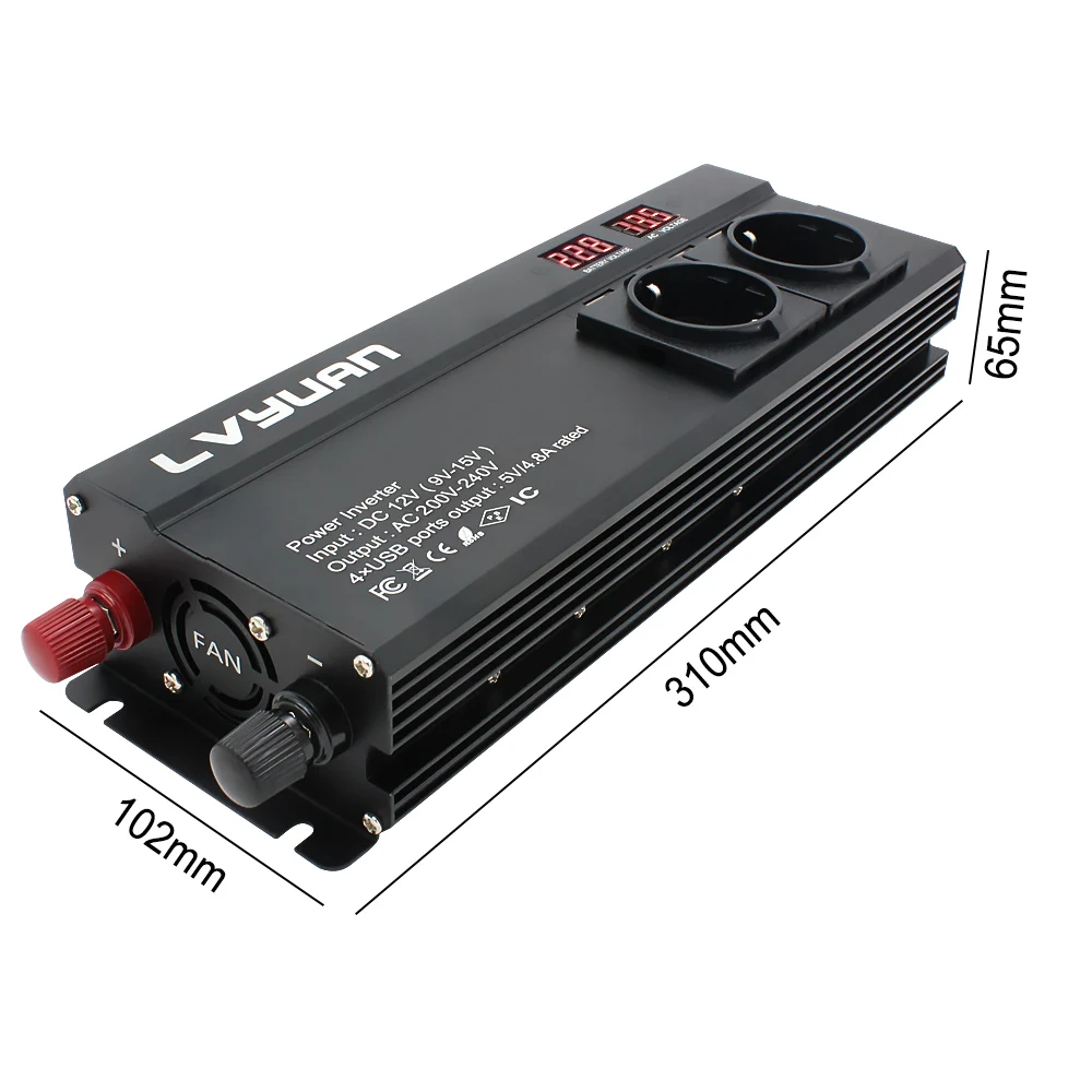 Автомобильный инвертор 6000 Вт пиковая мощность DC12V/24V to230V ЕС розетка со