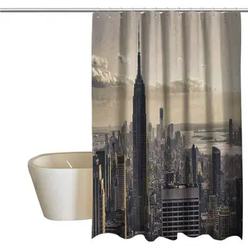 

New York Geometric Shower Curtain Aerial View of NYC in Winter American Architecture Historical Popular Metropolis for Kids