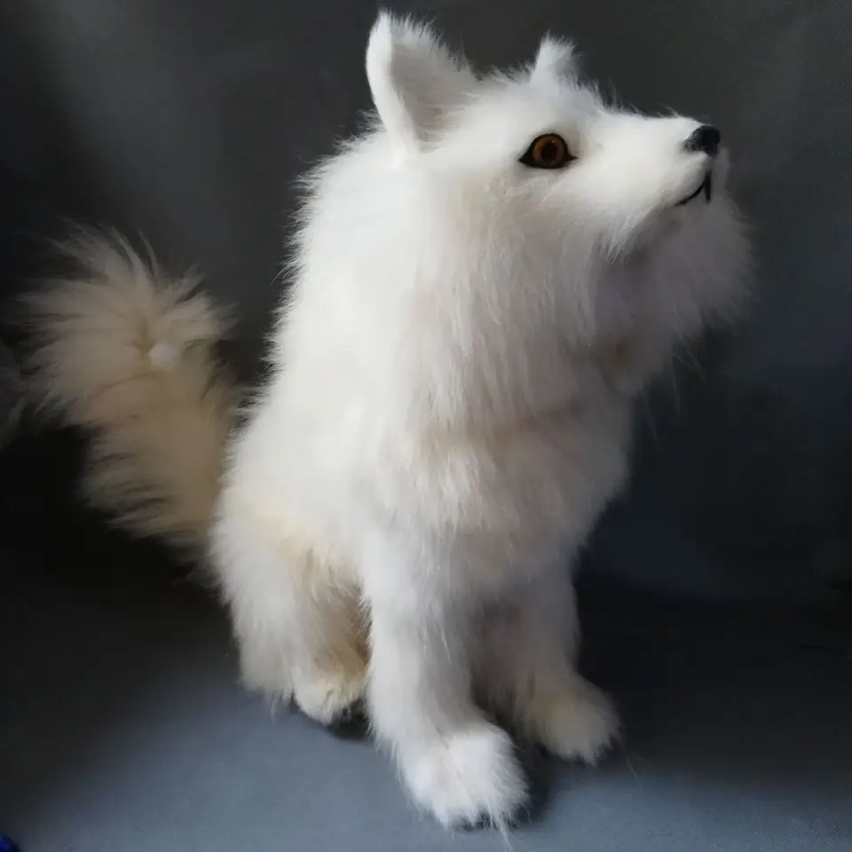 simulation fox large 40x35cm white polyethylene&ampfurs squatting hard model prop home party decoration xmas gift e2802 | Игрушки и
