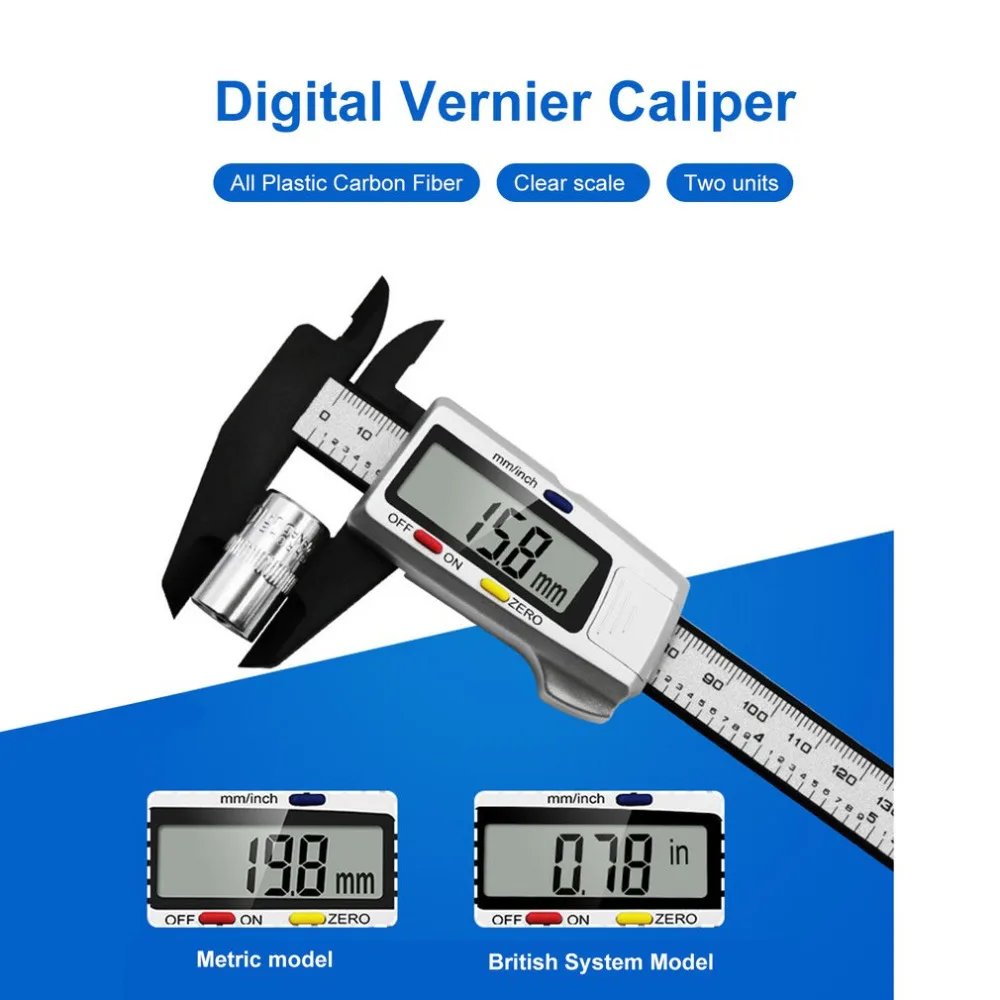 150 мм/6 дюймов ЭЛЕКТРОННЫЕ раздвижные цифровой штангенциркуль циркуль Линейка-микрометр измерительный датчик Пластик