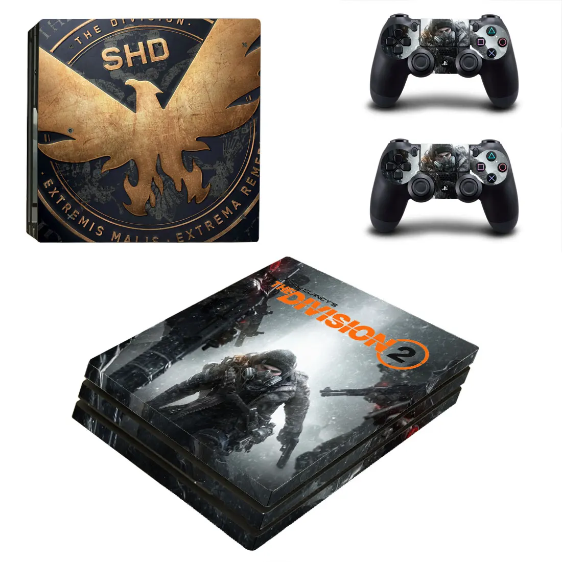 Tom Clancy's The Division 2 стилизованное покрытие наклейка для PS4 Pro консоль и контроллеры Наклейка виниловая обложка YSP4P-3267