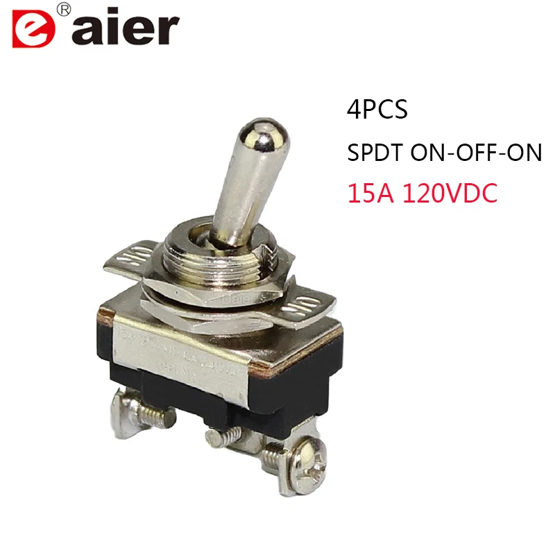 

4pcs Auto Switch 12MM 15A 120VDC SPDT Automotive 3 Pin Toggle Switch ON-OFF-ON Screw Terminals for Car Motorcycle Sedan SUV