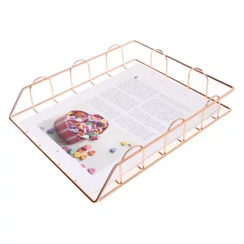 

Folding Wrought Iron Letter Magazine Newspaper Holder Storage Rack File Tray for Office Desk Organizer Supplies