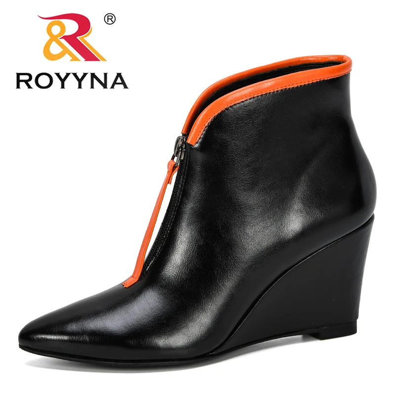 ROYYNA/ г. Новые стильные ботинки осень-зима женские классические Ботильоны на молнии Женская модная обувь уличная женская обувь