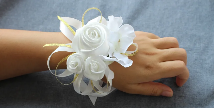 Wedding Schön Bridesmaid Bridal Wrist Hand Flower Royal Corsage Stylish 