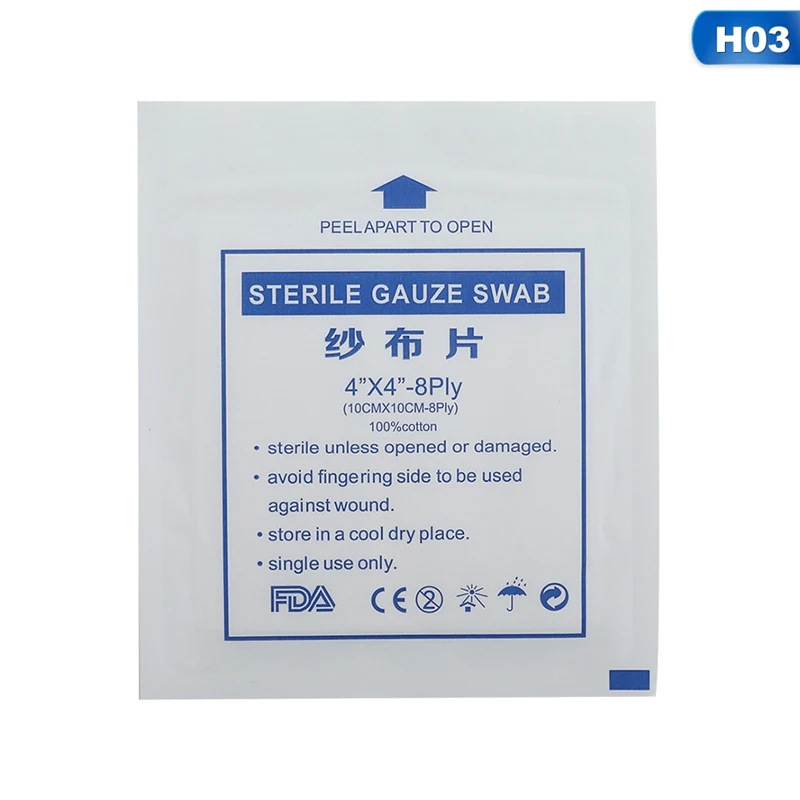 

New 10pcs/lot gauze pad 100% Cotton first aid waterproof wound dressing sterile gauze pad wound care supplies