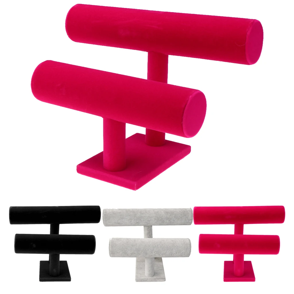 

Multi-Tier Velvet Jewelry Display Stand Bracelet Chain Necklace Watch Display Stand/Holder/Shelf T-bar