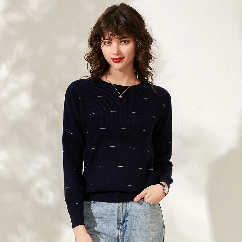 Cashmere pullovers for women knitted jersey o-neck stylish striped casual warm autumn outerwear fashion winter warm sweaters