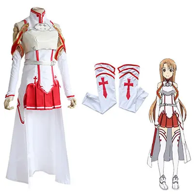 DM COS Anime Sword Art Online Asuna Yuuki Dress Cosplay Costume Uniform Halloween SAO Asuna Battle Suit Set with Wig Hot sale - Цвет: B