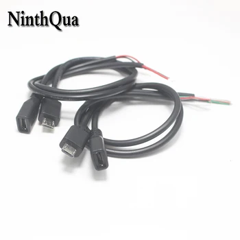 

10pcs DIY Micro USB Welding Type Male Plug Female jack Connector with 2P / 4P Cable for OD3mm Wire Black 30cm