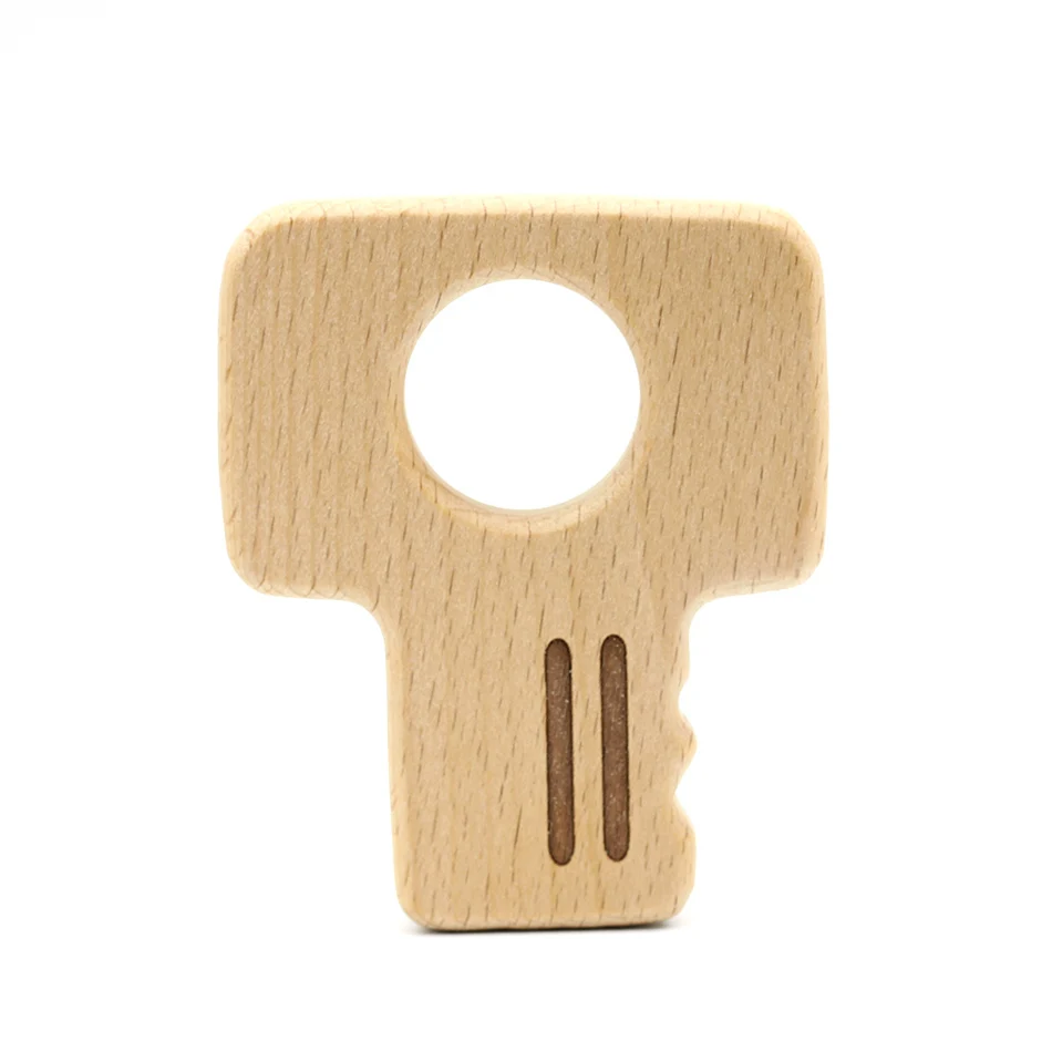 10pc wooden key ring DIY organic environmental protection natural baby ring ring and grab wooden cartoon toys