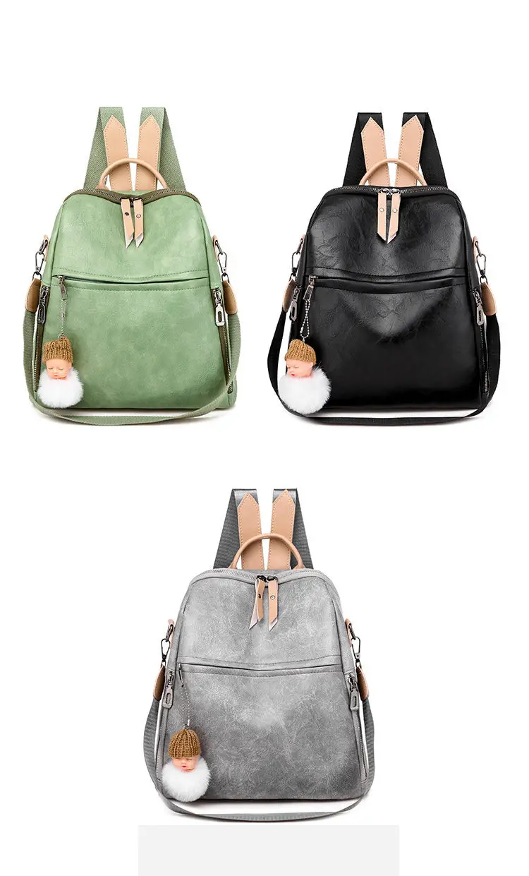PU Female Backpacks Ladies Leather School Bags Large Capacity School Bags for Teenage Girls Student Book Bag Retro Lady Backpack